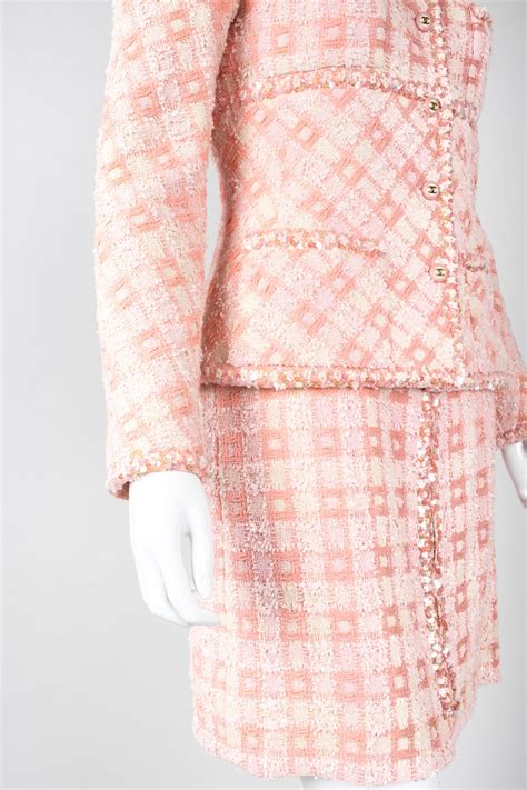 chanel skirt and jacket set|pink tweed skirt suit chanel.